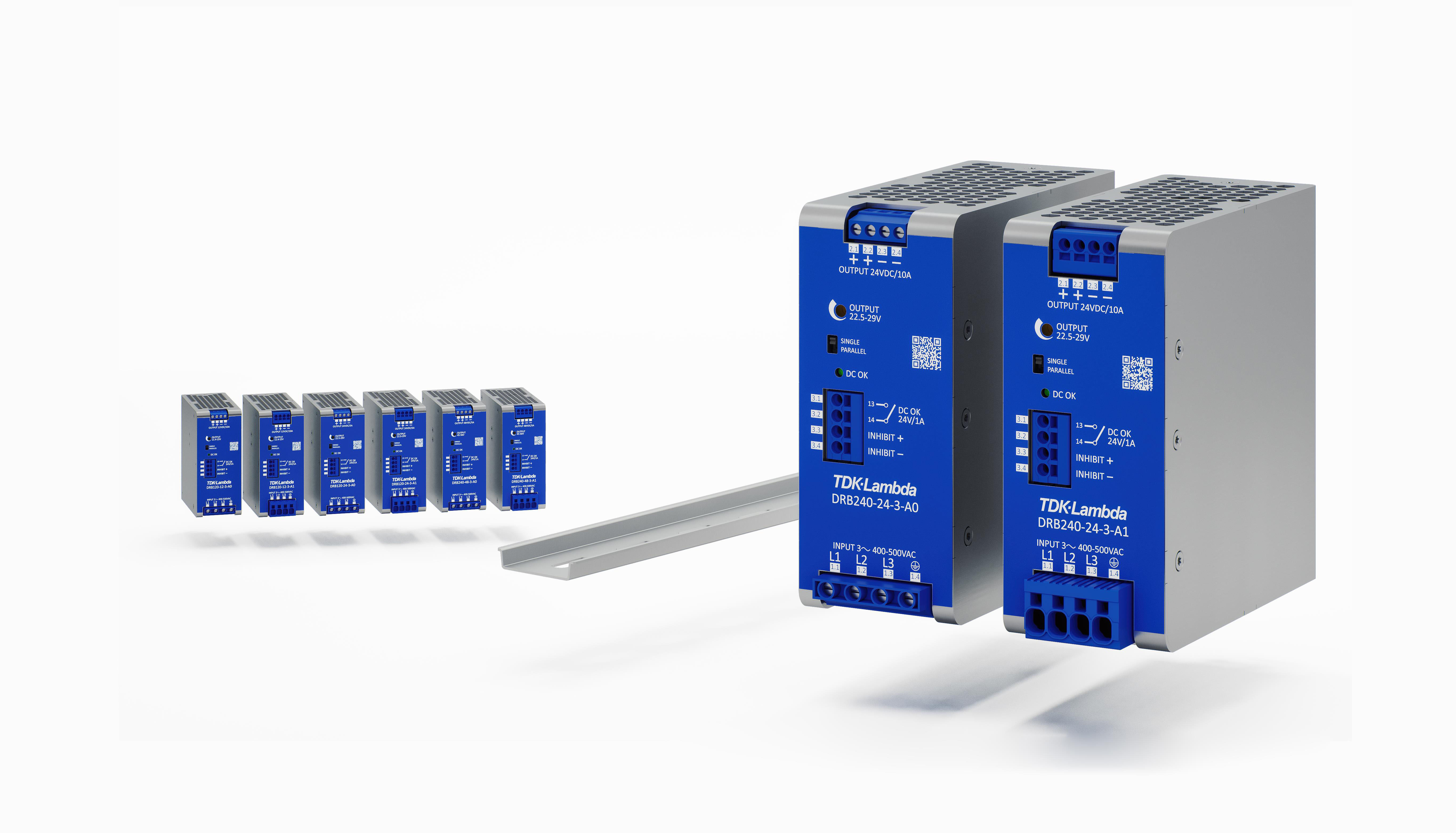 Three-Phase Input DIN rail Power Supplies w/ +20% Peak Power